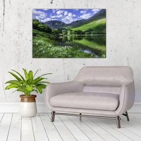 Obraz - Krajina s jazerom (90x60 cm)