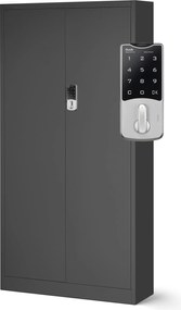 Kovová spisová skriňa DANIEL, 900 x 1850 x 400 mm, antracitová