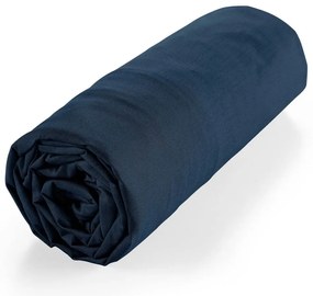 Tmavomodrá napínacia plachta z Bio bavlny 160x200 cm Biolina – douceur d'intérieur