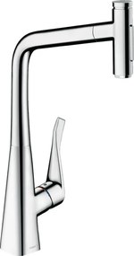 Hansgrohe Metris Select M71, kuchynská páková batéria 320, vyťahovateľná sprška, 2jet, sBox, chrómová, HAN-73816000