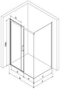 Mexen Omega, sprchovací kút s posuvnými dverami 110 (dvere) x 100 (stena) cm, 8mm číre sklo, chrómový profil + slim sprchová vanička 5cm, 825-110-100-01-00-4010