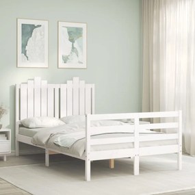 Rám postele s čelom biely 4FT malé dvojlôžko masívne drevo 3194152