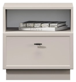 Nočný stolík Lorini 45 cm na sokli - kašmírová / čierna úchytka T