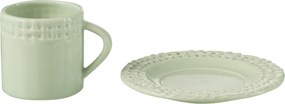 Zelená keramická šálka s tanierikom Hella Pastel Green - 14*14*9 cm