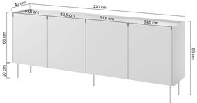 Komoda Desin 220 cm - kašmírová / dub nagano
