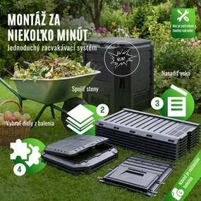 Záhradný kompostér COMPOGREEN, 800l, čierna Prosperplast