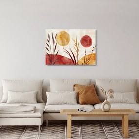 Sklenený obraz - Rastliny a kruhy (70x50 cm)