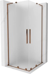 Mexen Velar L Duo, sprchový kút s posuvnými dverami 80 x 80 cm, 8mm sklo námraza, ružové zlato, 871-080-080-02-33-60