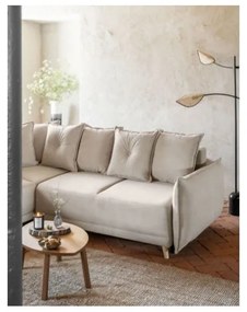 Béžová menčestrová rozkladacia rohová pohovka (variabilná) Lazy Lukka – Miuform