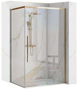 Rea Solar Gold Elegant, sprchový kút s posuvnými dverami 120 (dvere) x 90 (stena) x 195 cm, 6mm číre sklo, zlatý profil, REA-K4902