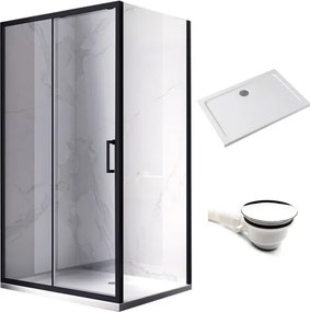 BPS-koupelny Obdĺžnikový sprchovací kút HYD-OK104B 110x90 čierna/transparent + vanička HYD-OSV-ST04B biela