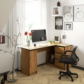 Rohový PC stolík Bienvenida (dub craft) (P). Vlastná spoľahlivá doprava až k Vám domov. 1117073