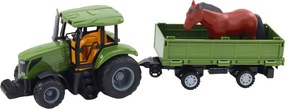 LEAN Toys Súprava traktora s prívesom a koňom, diaľkovo ovládaná RC