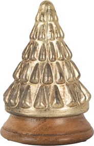 Sklenená vianočná dekorácia zlatého stromčeka - 13*19 cm