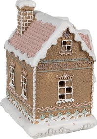 Hnedá svietiaca perníková chalúpka Gingerbread House - 13 * 10 * 16 cm / 3 * AAA