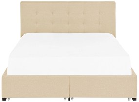 Čalúnená posteľ s úložným priestorom 160 x 200 cm béžová LA ROCHELLE Beliani
