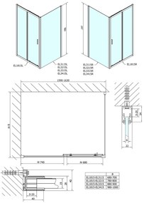 Polysan Polysan, Easy Line obdĺžniková sprchová zástena 1600x700mm L/P varianta, EL1815EL3115