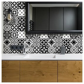 Sada 30 nástenných samolepiek Ambiance Decal Tiles Azulejos Rosario, 10 × 10 cm