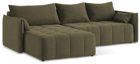 Khaki rozkladacia/s úložným priestorom rohová pohovka (ľavý roh/s leňoškou) Moku – Makamii