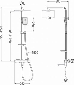 Mexen - CQ54 sprchový set s termostatickou batériou Cube, čierna-chrómová,779105495-71