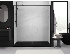 Mexen Exo, 2-krídlové posuvné 190x200 cm, 6mm číre sklo, čierny profil, 8152-190-000-70-00