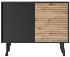 Komoda Willow II 104 cm se zásuvkami dub artisan/černá