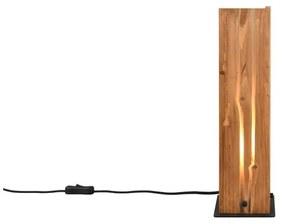 Stolová lampa v čierno-prírodnej farbe s dreveným tienidlom (výška 40 cm) Karuni – Trio
