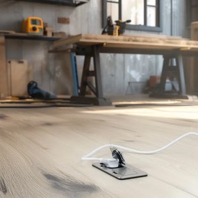 Brilagi - Vonkajšia vstavaná podlahová dvojzásuvka IP55 matný chróm obdĺžnikový