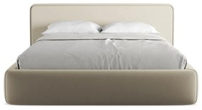 Béžová čalúnená dvojlôžková posteľ s úložným priestorom s roštom 160x200 cm Kiana – Makamii