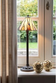 Béžovo-hnedá stolná lampa Tiffany Titto - Ø 20*60 cm E14/ 1*40W