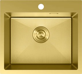 Mexen Solix, 1-komorový nerezový drez 500 x 450 mm, brúsená zlatá, vzor voština, 6402501000-55HC