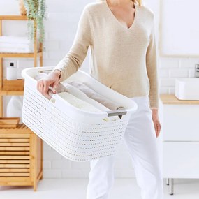 Kôš na čistú bielizeň COUNTRY biely, 40 l