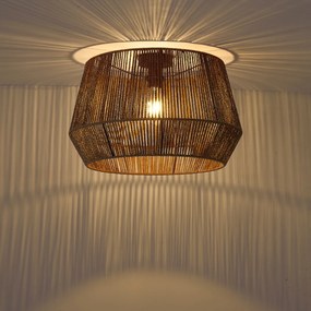 Čierna stropná lampa s hnedým tienidlom z papierového lana 50/50/30 - Combi