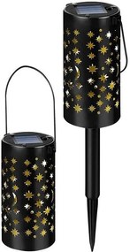 Záhradná solárna lampa 2ks Hviezdy čierna