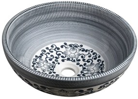 Sapho Sapho, PRIORI keramické umývadlo na dosku Ø 41 cm, modrá se vzorom, PI036