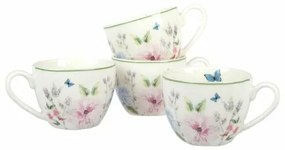 4-dielna sada porcelánových šálok Flower Garden, 90 ml