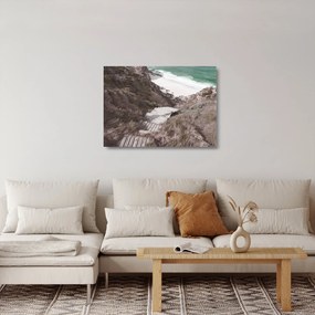 Sklenený obraz - Cesta k smaragdovému moru (70x50 cm)