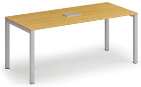Rokovací stôl PRIMO SQUARE, 180x80 cm, buk + stolová zásuvka TYP I, strieborná