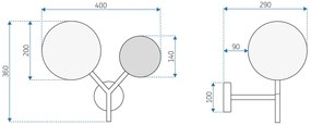 Toolight - nástenná sklenená lampa E27 60W APP1012-2W, zlatá, OSW-09481