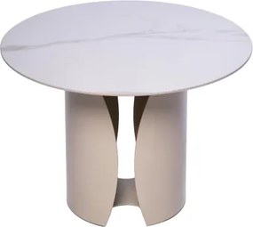 Okrúhly konferenčný stolík Kira, 60 cm, krémová/imitácia svetlého mramoru%