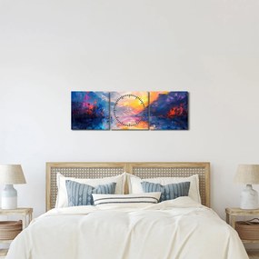 Obraz - Maľba krajiny (s hodinami) (90x30 cm)