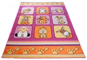 Detský kusový koberec Animals ružový 160x220cm