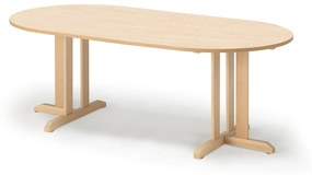 Stôl KUPOL, oválny, 2000x720 mm, linoleum - béžová, breza