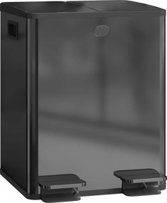 HOMCOM Dual 2 x 20L Stainless Steel Trash Can — Soft-Close Lids, Removable Inner Buckets, Black | Aosom