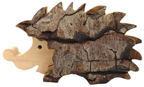 AMADEA Drevená dekorácia ježko s kôrou, masívne drevo, 12 cm