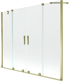 Mexen Velar Duo, 2-krídlová posuvná vaňová zástena 170 x 150 cm, 8mm číre sklo, zlatý lesklý profil, 896-170-000-02-50