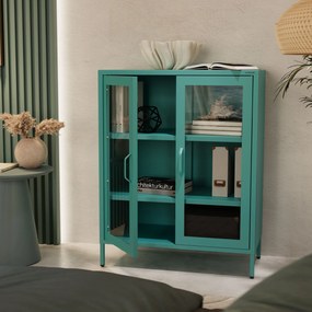 Vitrína GINA, 800 x 1015 x 400 mm, Modern: morská farba