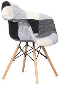 Autronic JEDÁLENSKÁ STOLIČKA - látka patchwork - 64 x 81 x 59 cm, textil + drevo + kov