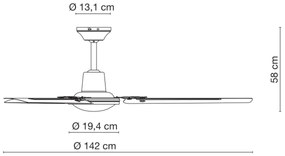 ZEVENTI - Stropný ventilátor TOFINO biely