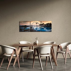 Obraz - Resort pri mori (s hodinami) (90x30 cm)